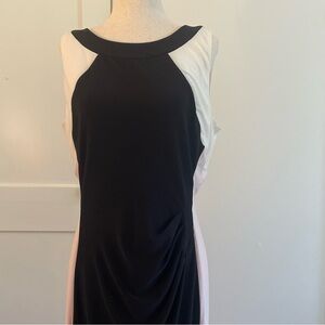 Ralph Lauren Classic Black, Pink & White Sleeveless Ruched Sheath Dress Size 12
